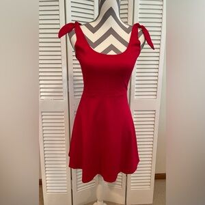 Rolla Coster - Red Knot Tie Tank Strap Mini A-Line Skater Dress - Size: Medium